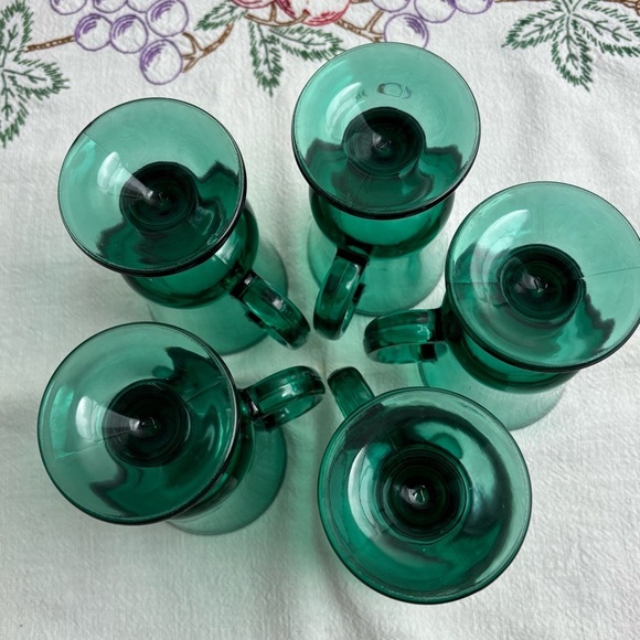 Set of 5 Libbey footed pedestal Juniper green Irish coffee mugs - Picture 3 of 7